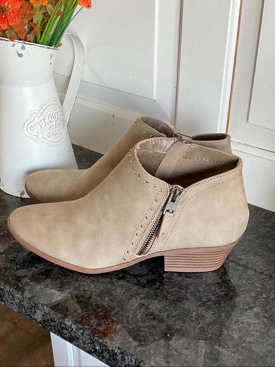 Soda Shoes - Soda Beige Suede Ankle Booties with Side Zip